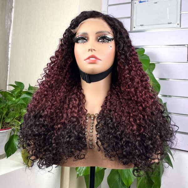 Ombre 5x5 Glueless Double Drawn Pissy Curl Transparent Lace Closure Wig - Image 2